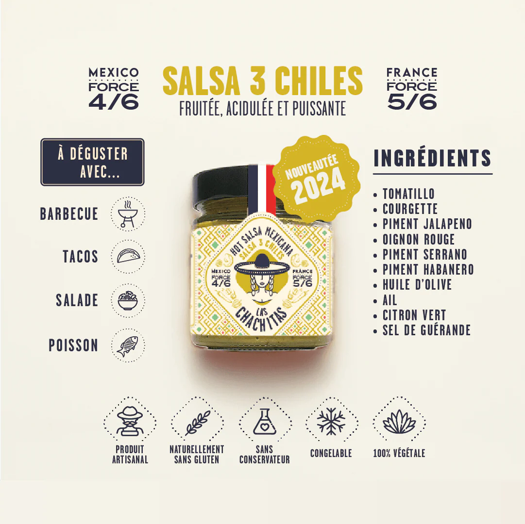 Las Chachitas - Salsa 3 Chiles - Force 5/6 - 100g